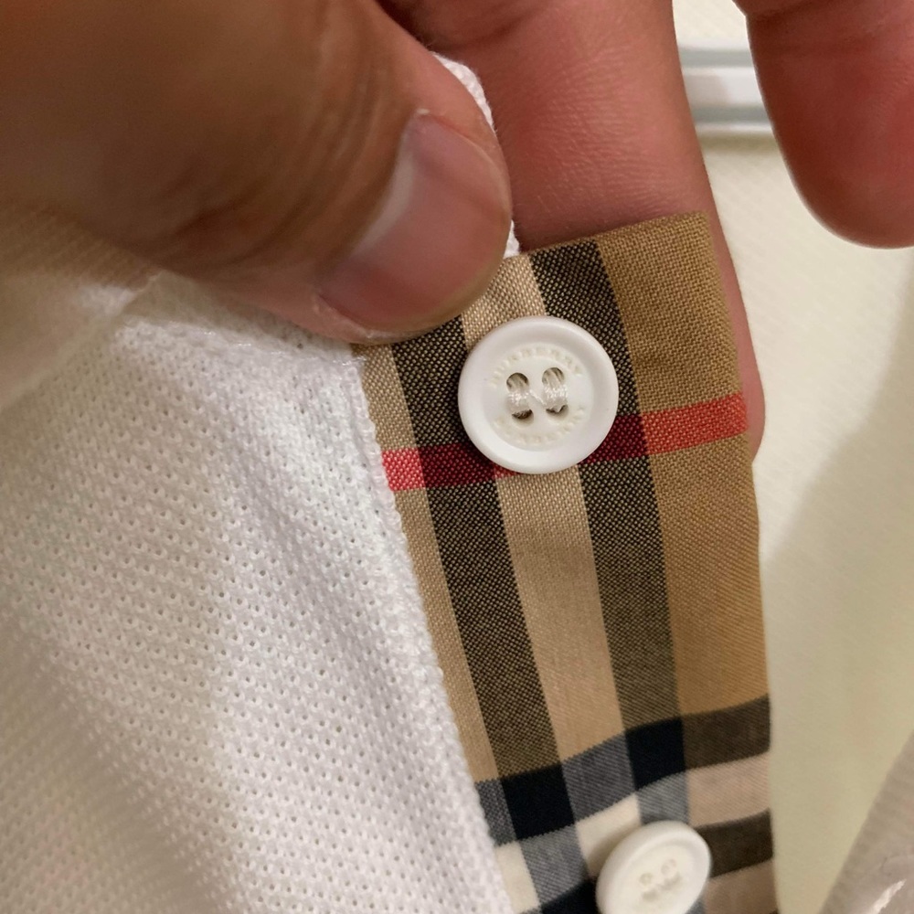 Burberry White Polo with Signature Check Trim - Picture 3 of 9